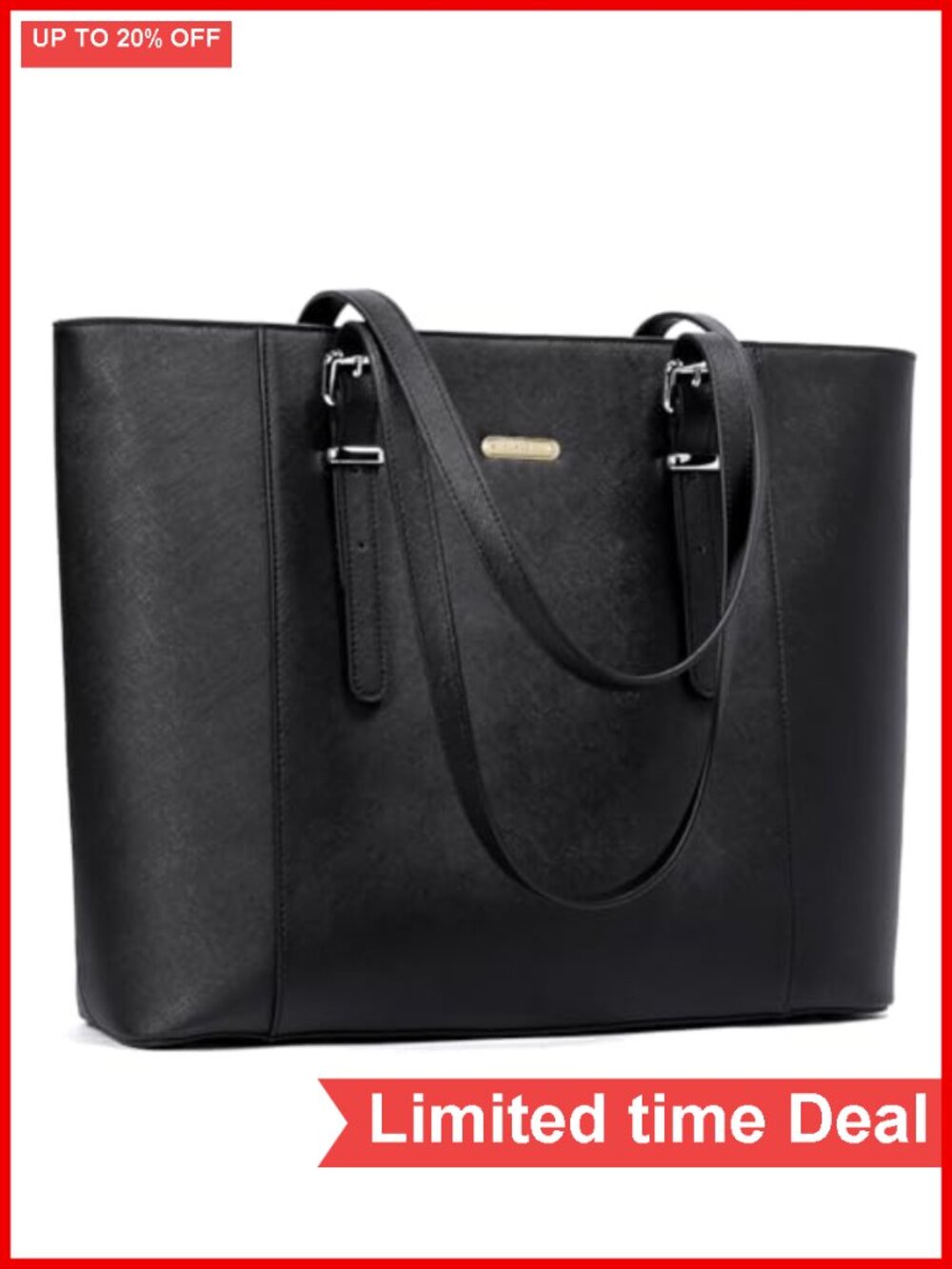 15.6" Vegan Leather Laptop Tote Bag Work Shoulder Handbag